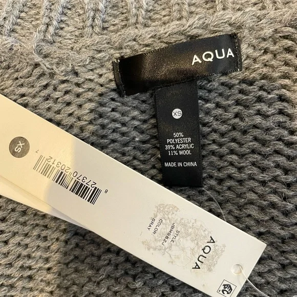 Aqua Gray Chunky Knit Cardigan Sweater - Picture 3 of 3